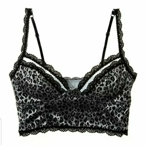 New $48 Intimately Free People Keep The Change Bra Pale Blue Silver Black Medium - Picture 3 of 3